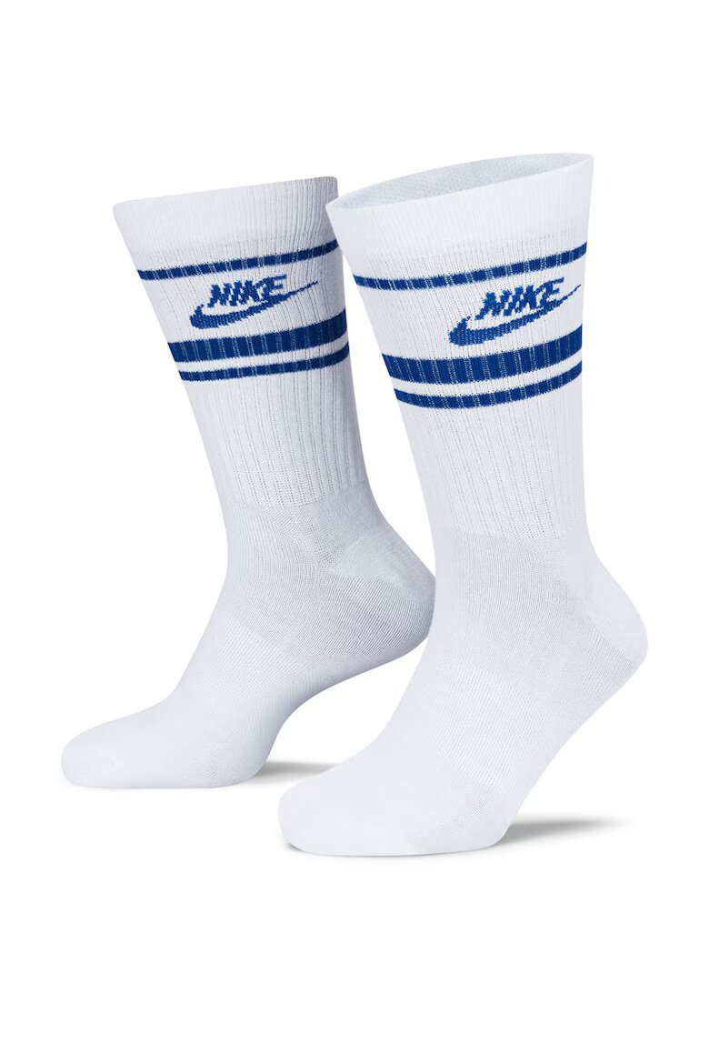 Nike Унисекс чорапи с лого - 3 чифта Бял/Кралско Синьо