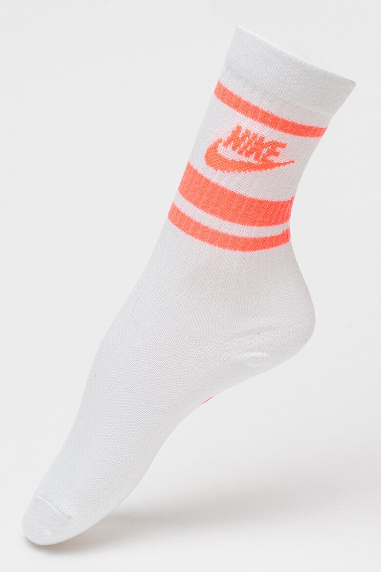 Nike Унисекс чорапи с лого - 3 чифта Бял/Неоново оранжево