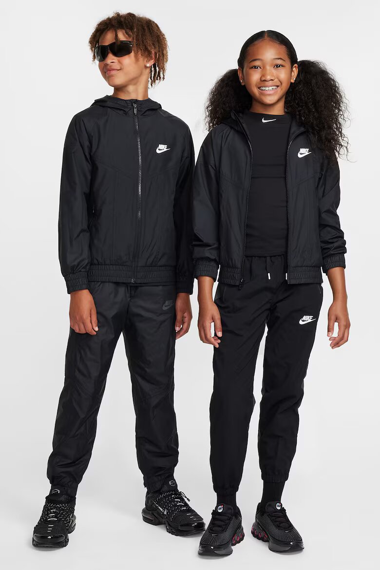 Nike Яке с качулка и джобове с цип Черен