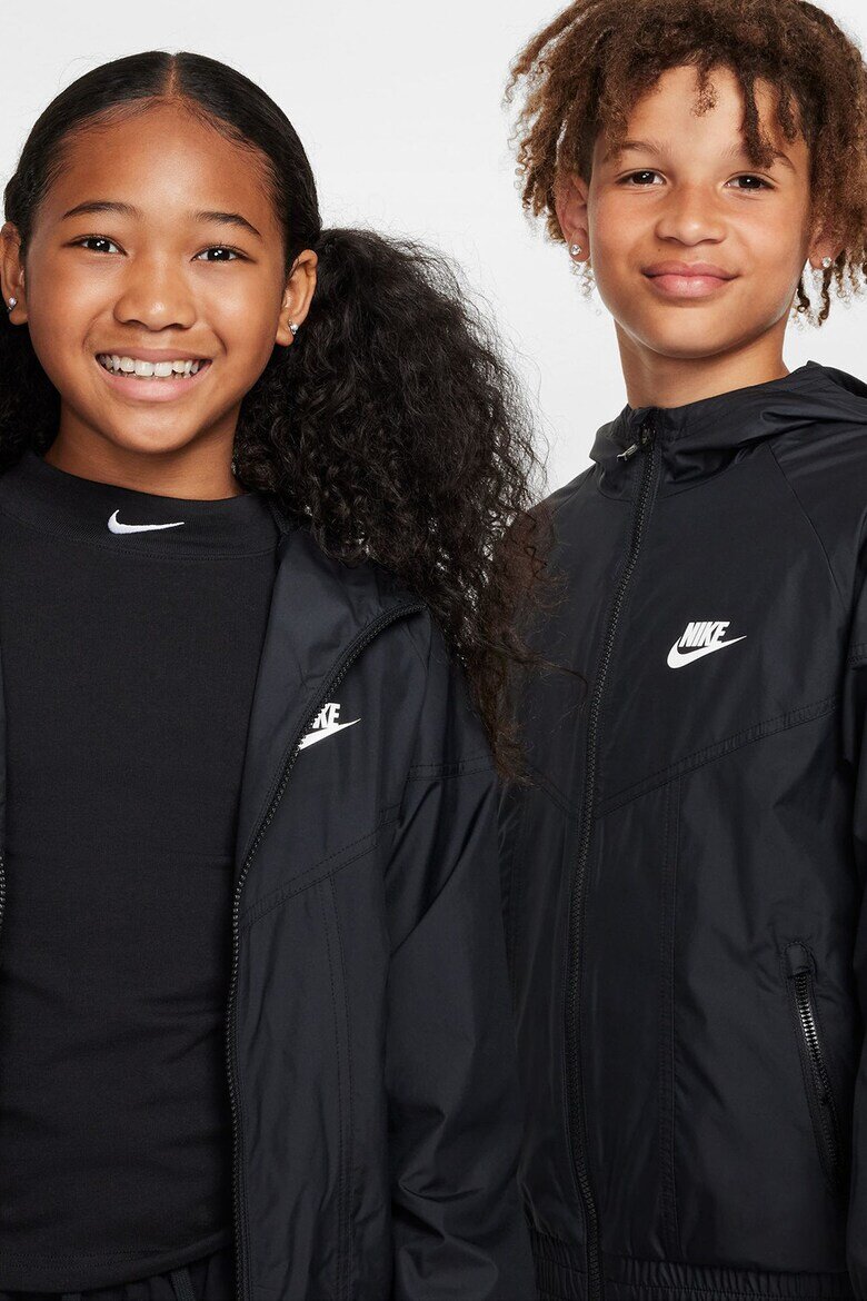 Nike Яке с качулка и джобове с цип Черен