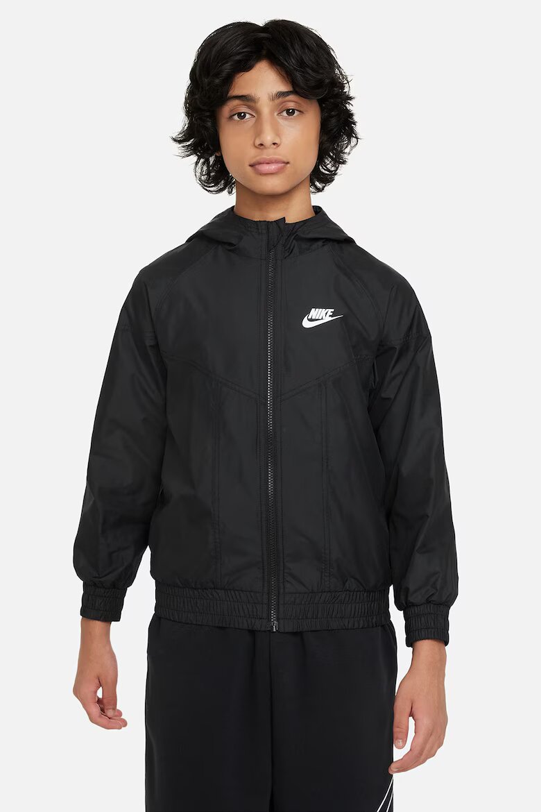 Nike Яке с качулка и джобове с цип Черен