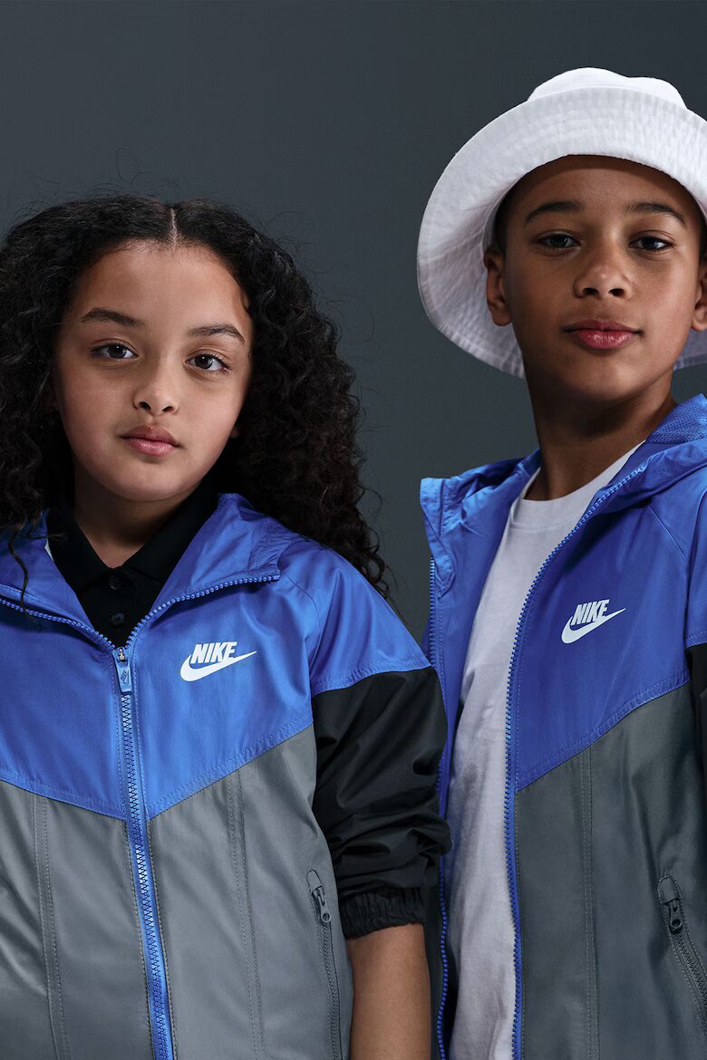 Nike Яке с качулка и джобове с цип Черен/Кралско Синьо/Tъмносив
