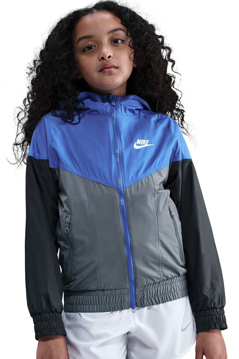 Nike Яке с качулка и джобове с цип Черен/Кралско Синьо/Tъмносив