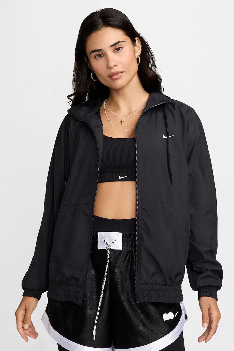 Nike Яке с качулка и UV защита Черен