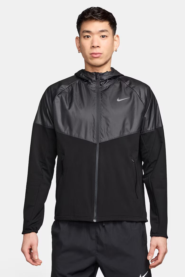 Nike Яке за бягане Miler с цип Черен/Tъмносив