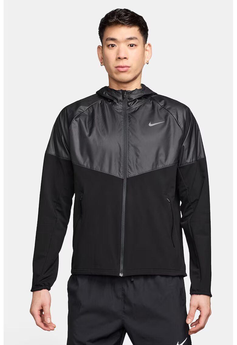 Nike Яке за бягане Miler с цип - Черен/Tъмносив