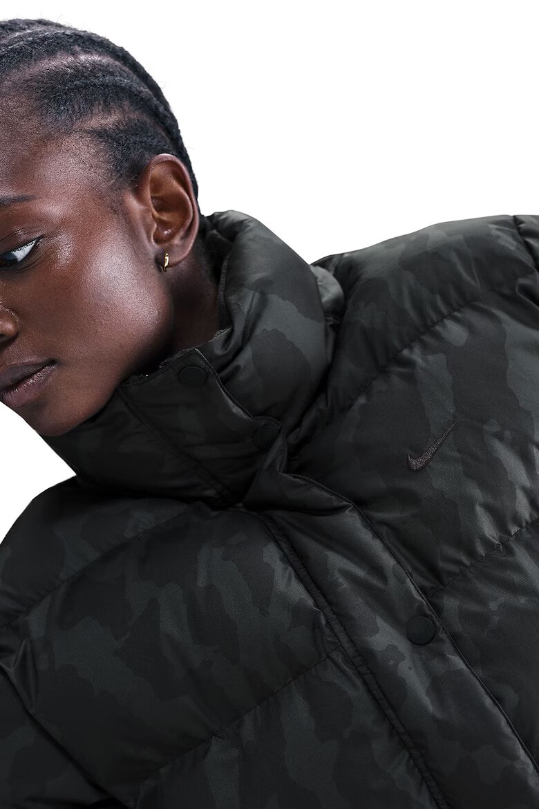 Nike Зимно яке с десен Черен/Бледозелен