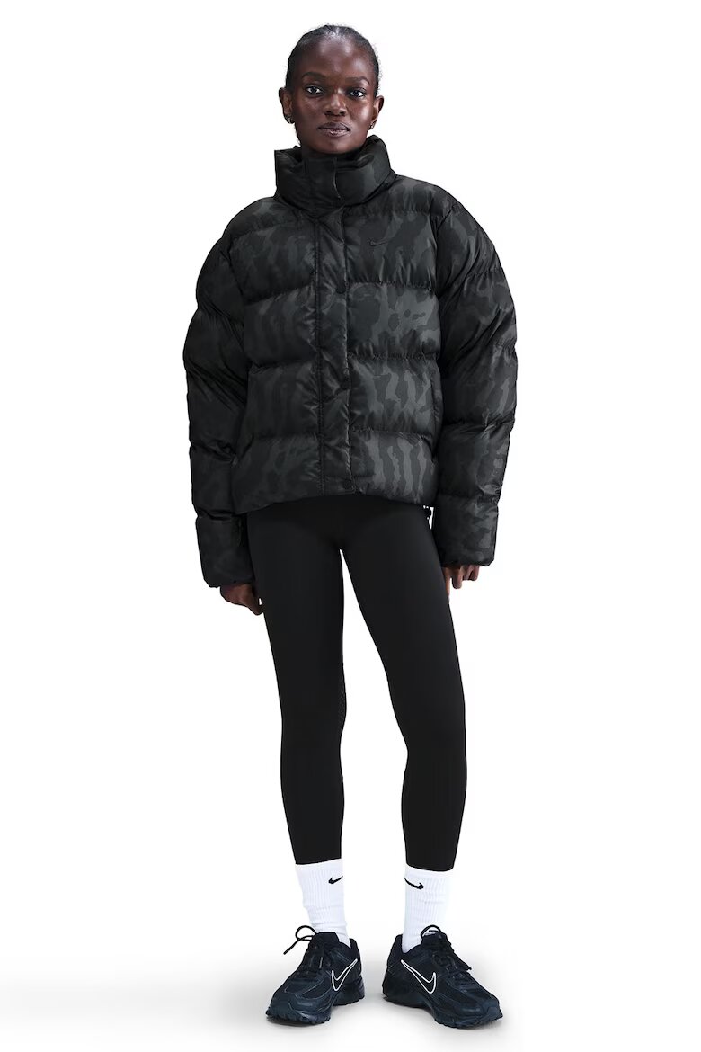 Nike Зимно яке с десен Черен/Бледозелен