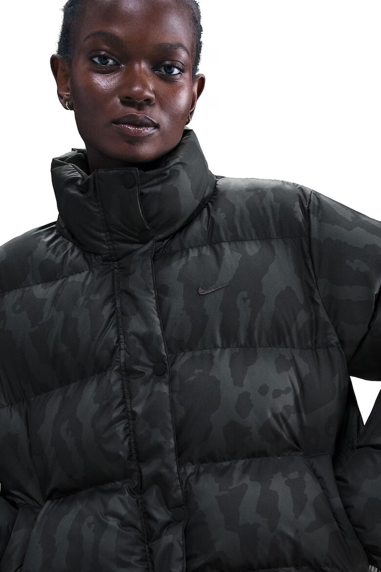 Nike Зимно яке с десен Черен/Бледозелен