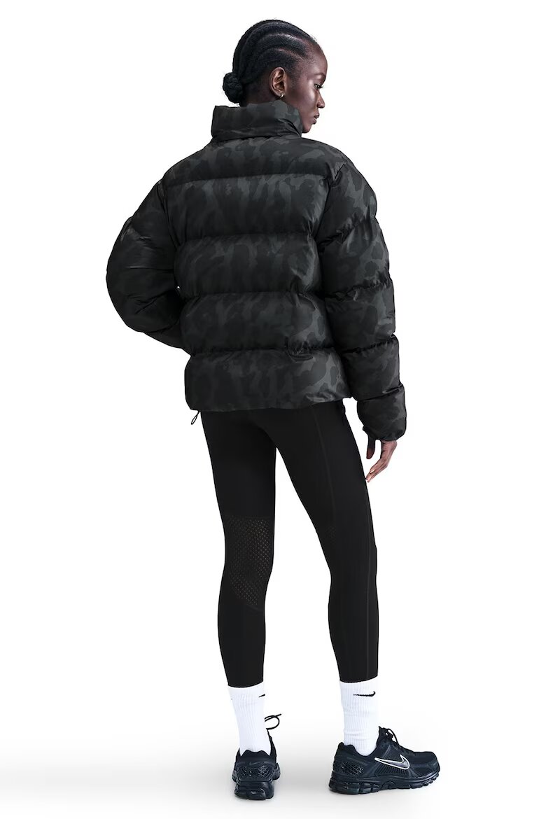 Nike Зимно яке с десен Черен/Бледозелен