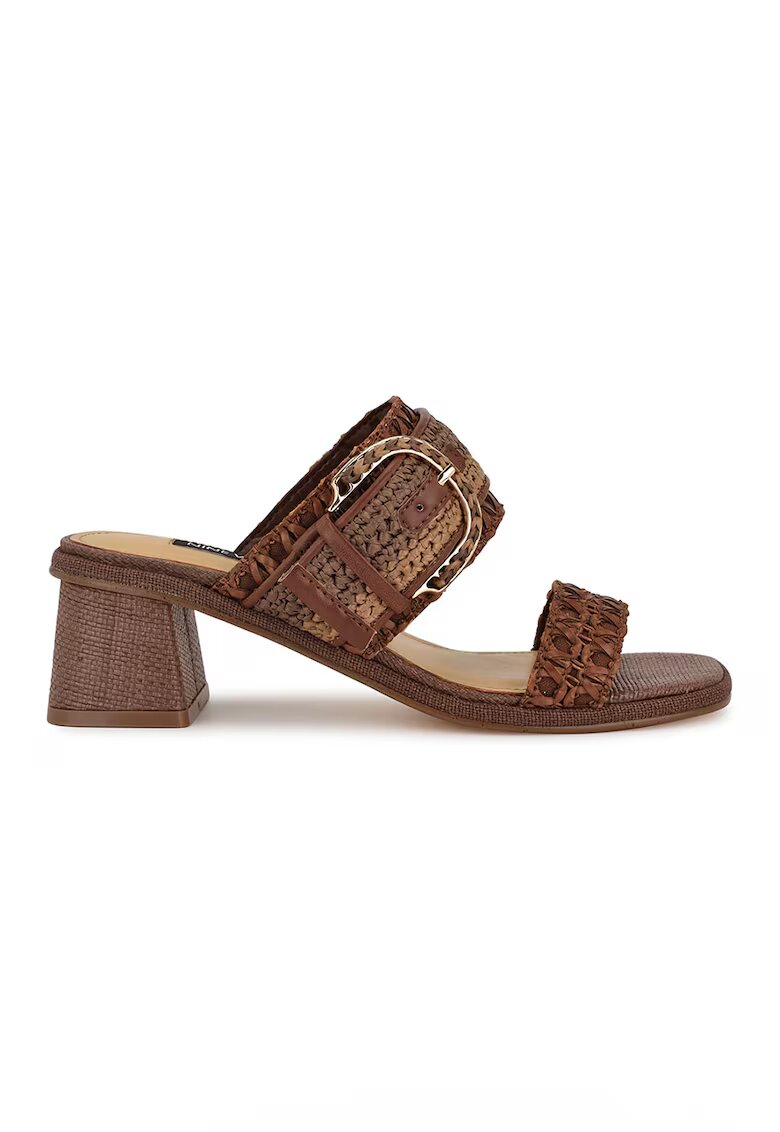 NINE WEST Чехли Ebels с масивен ток - Тъмнокафяв