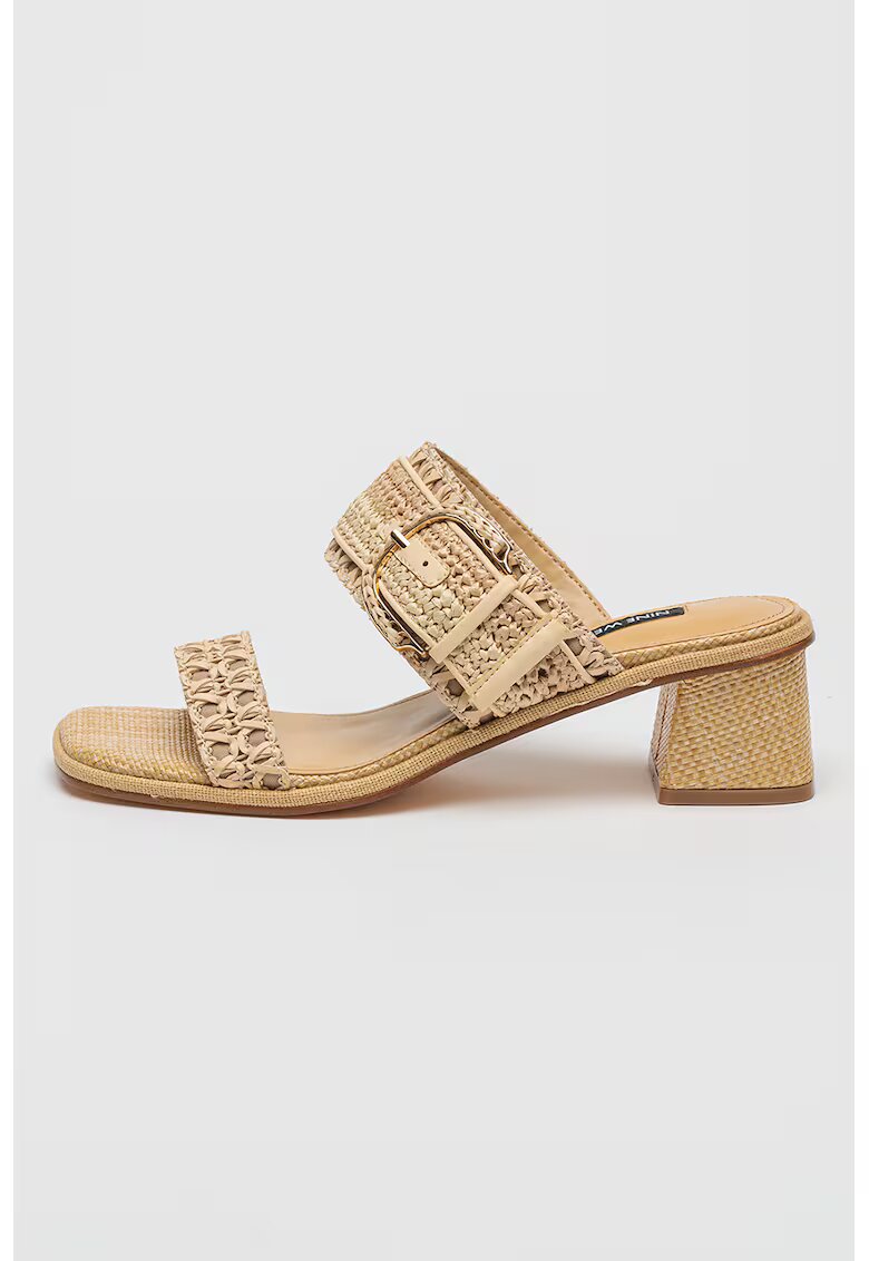 NINE WEST Чехли Ebels с масивен ток - Златист/Бежов