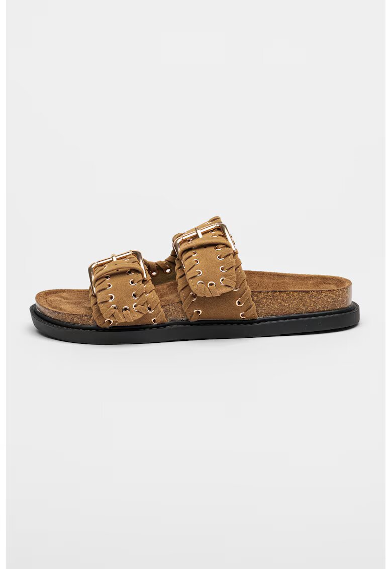 NINE WEST Чехли Uniri с каишка с тока - Античен бронз