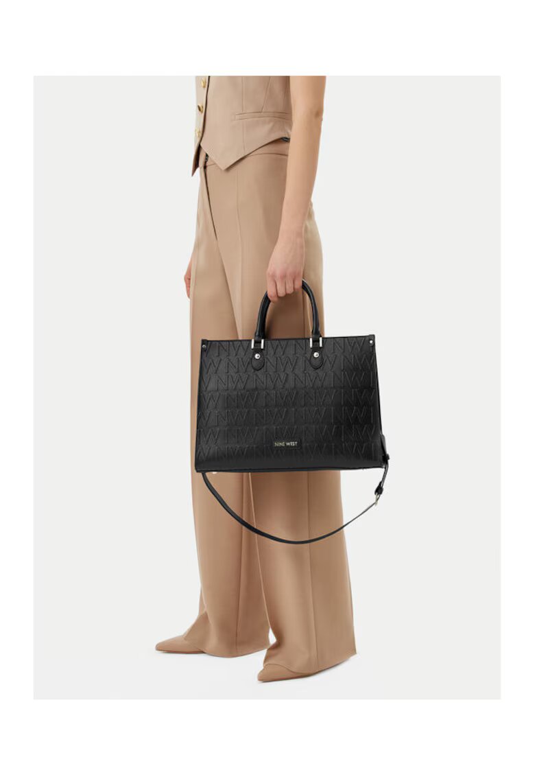 NINE WEST Дамска чанта модел LX10044 - черна - от текстилен материал