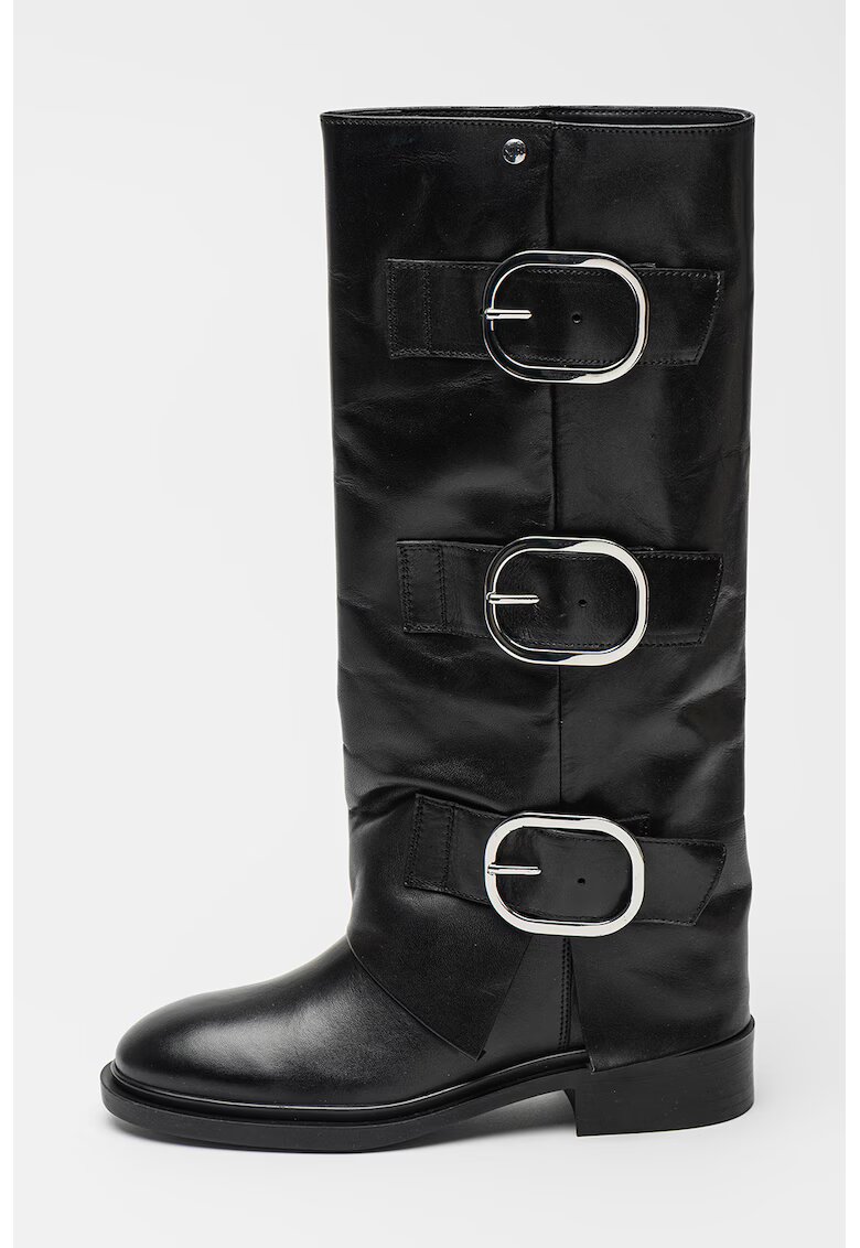 NINE WEST Кожени ботуши Mia - Черен