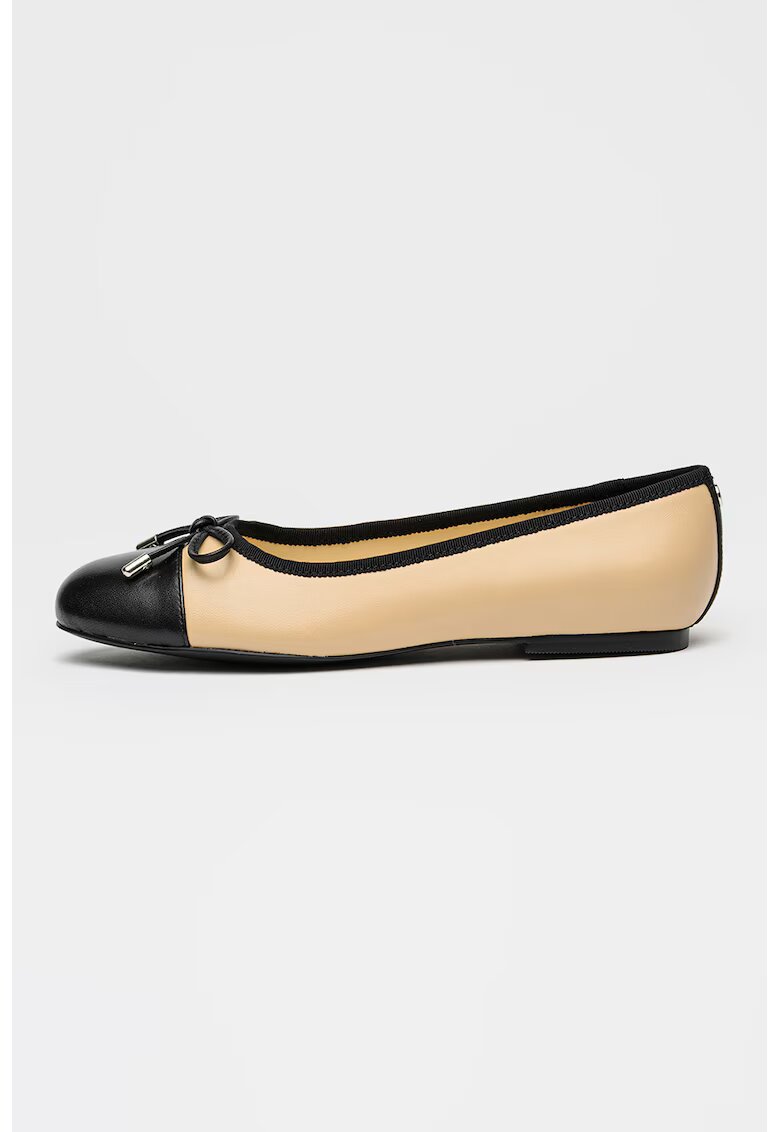 NINE WEST Кожени пантофки Aster с бомбе - Черен/Бежов