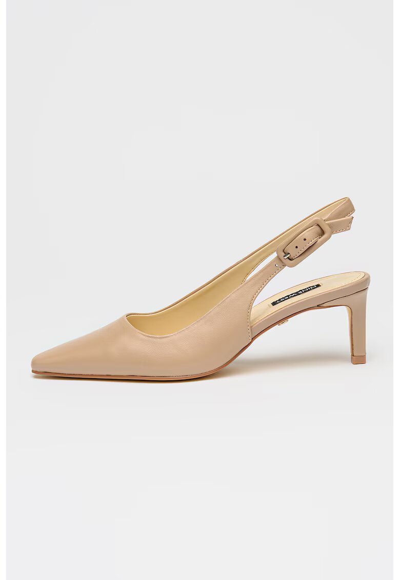 NINE WEST Кожени заострени обувки Esen с ток - Червеникаво бежово
