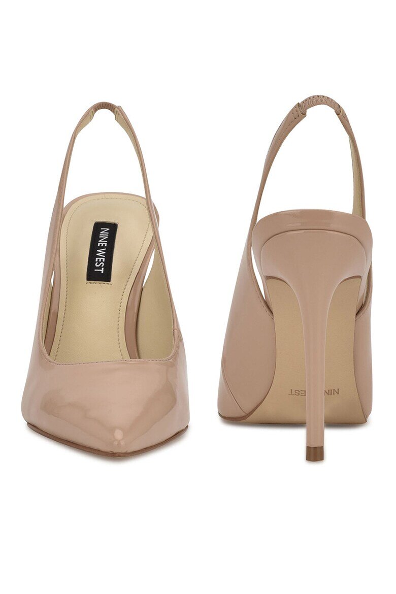 NINE WEST Лачени обувки Feather с отворена пета Бежов