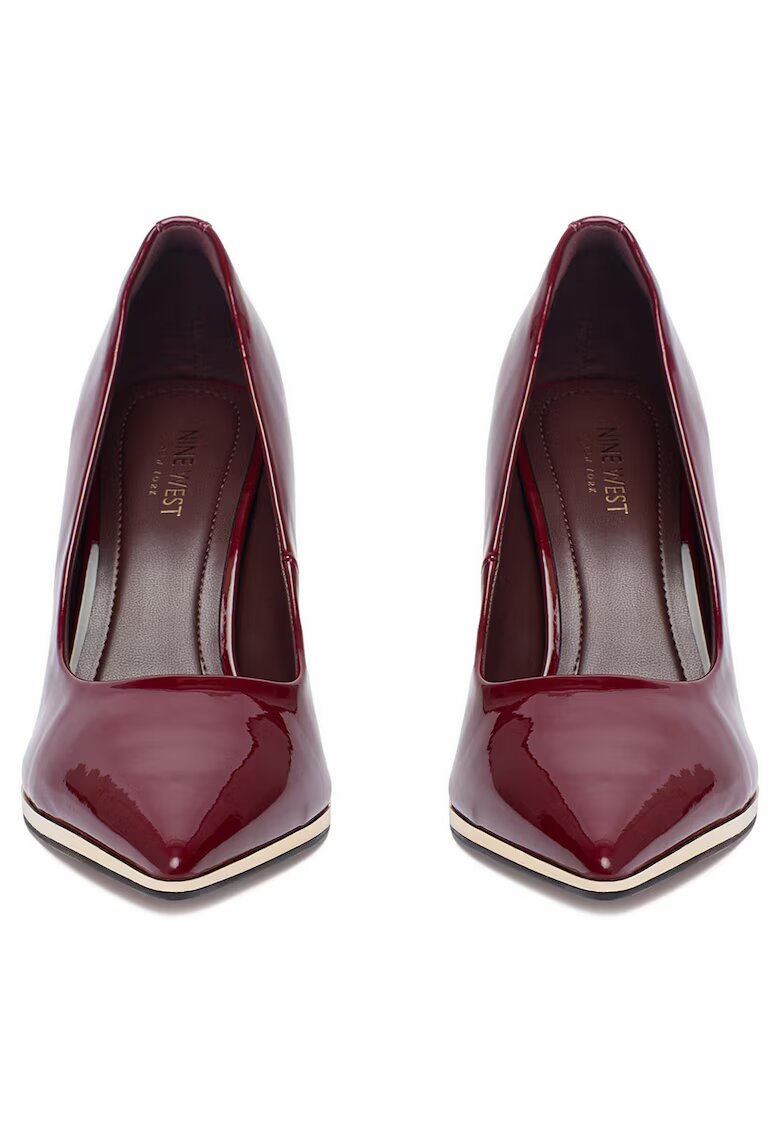 NINE WEST лачени обувки на ток от еко кожа - заострен връх - червени