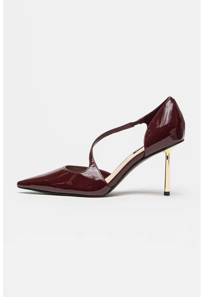 NINE WEST Лачени обувки стилето Dolen - Тъмночервен