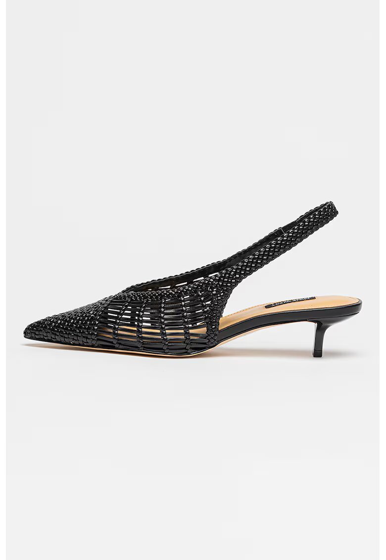 NINE WEST Обувки Edela с отворена пета и сплетен ефект - Черен