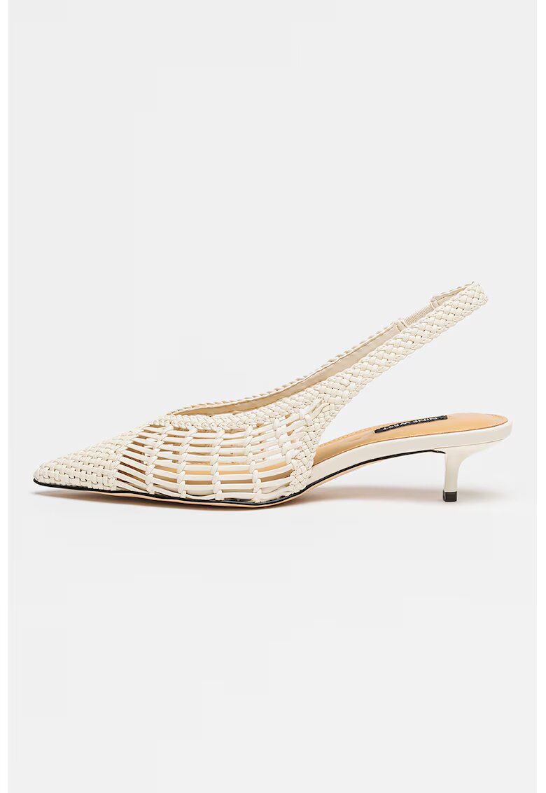 NINE WEST Обувки Edela с отворена пета и сплетен ефект - Слонова кост