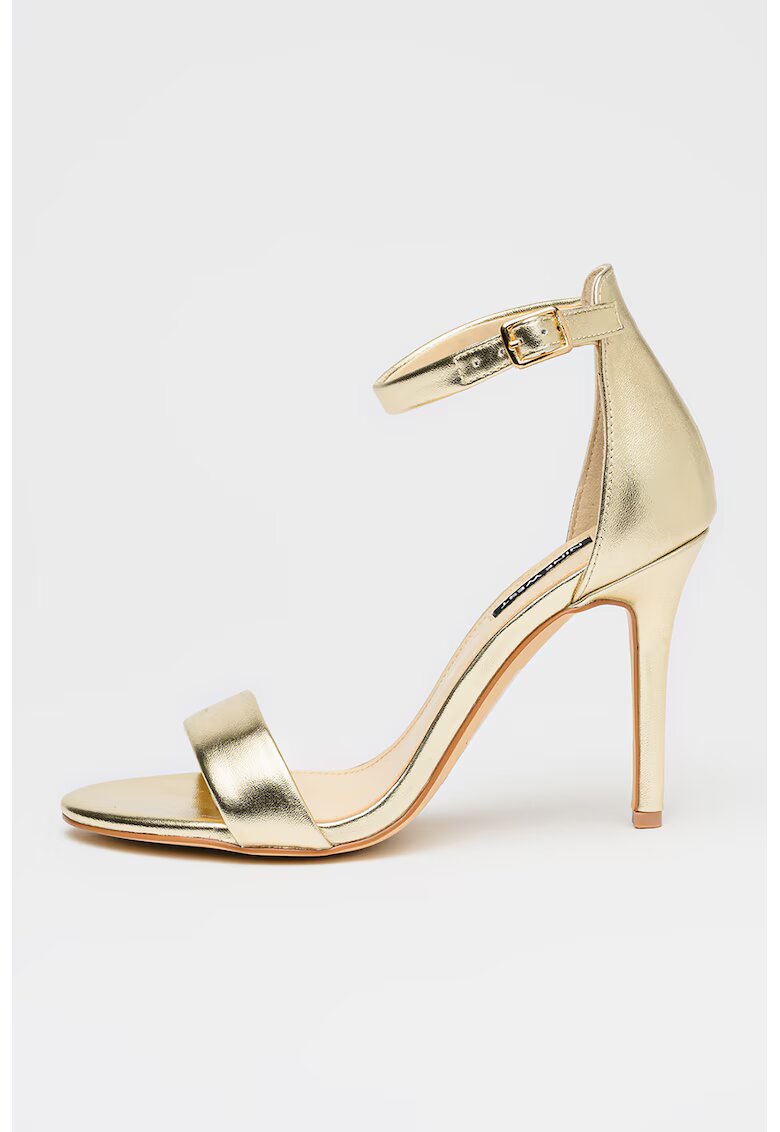 NINE WEST Сандали от еко кожа Issie с висок ток - Златист