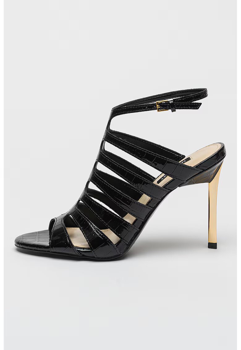 NINE WEST Сандали Saleen с каишка с тока - Черен