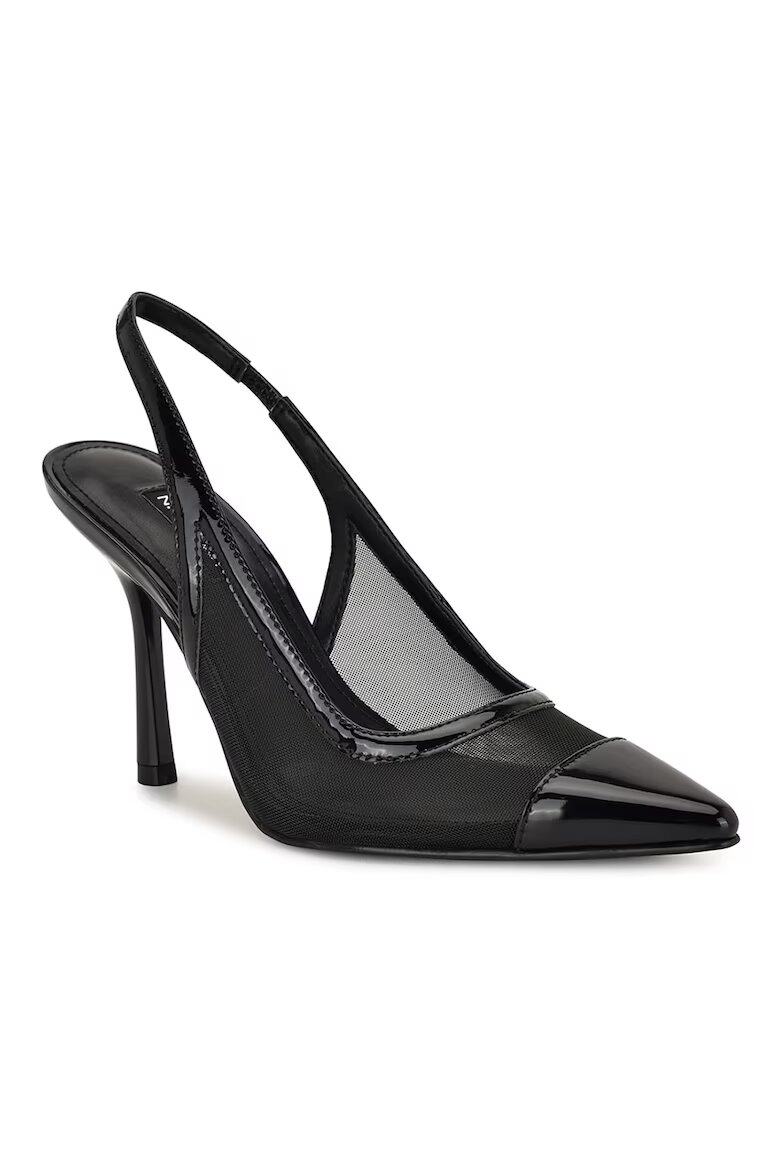 NINE WEST Заострени обувки Jermain от лачена кожа с ток Черен