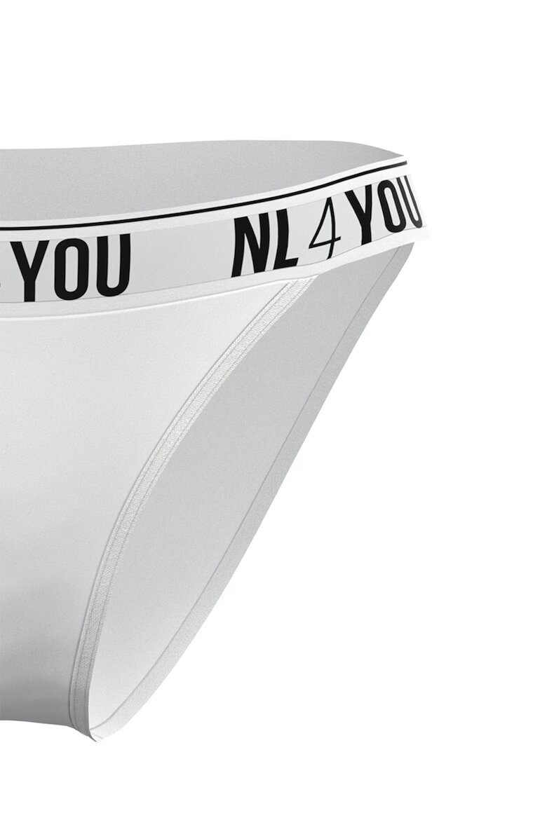NL4YOU Бикини тип бразилиана с лого Бял/Черен