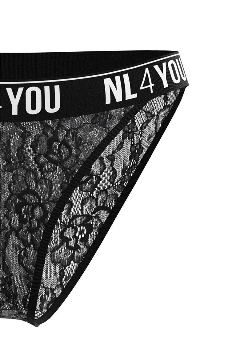 NL4YOU Бикини тип бразилиана с лого Черен