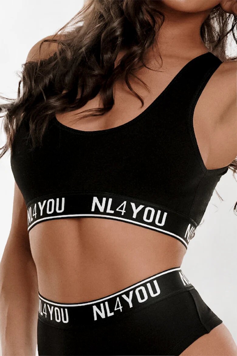NL4YOU Бюстие All Black с гол гръб Черен