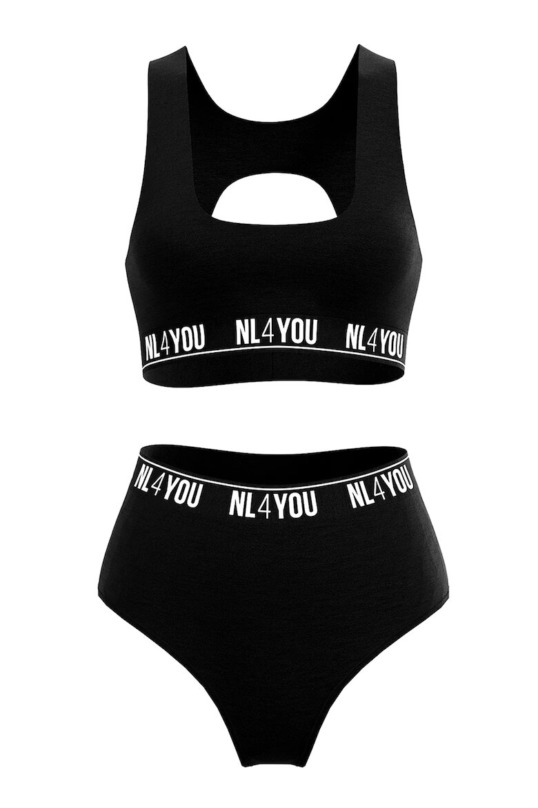NL4YOU Бюстие All Black с гол гръб Черен