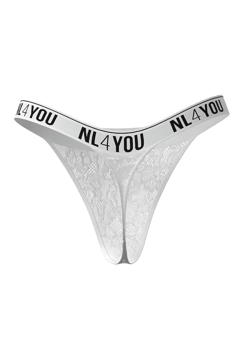 NL4YOU Танга с лого Бял/Черен