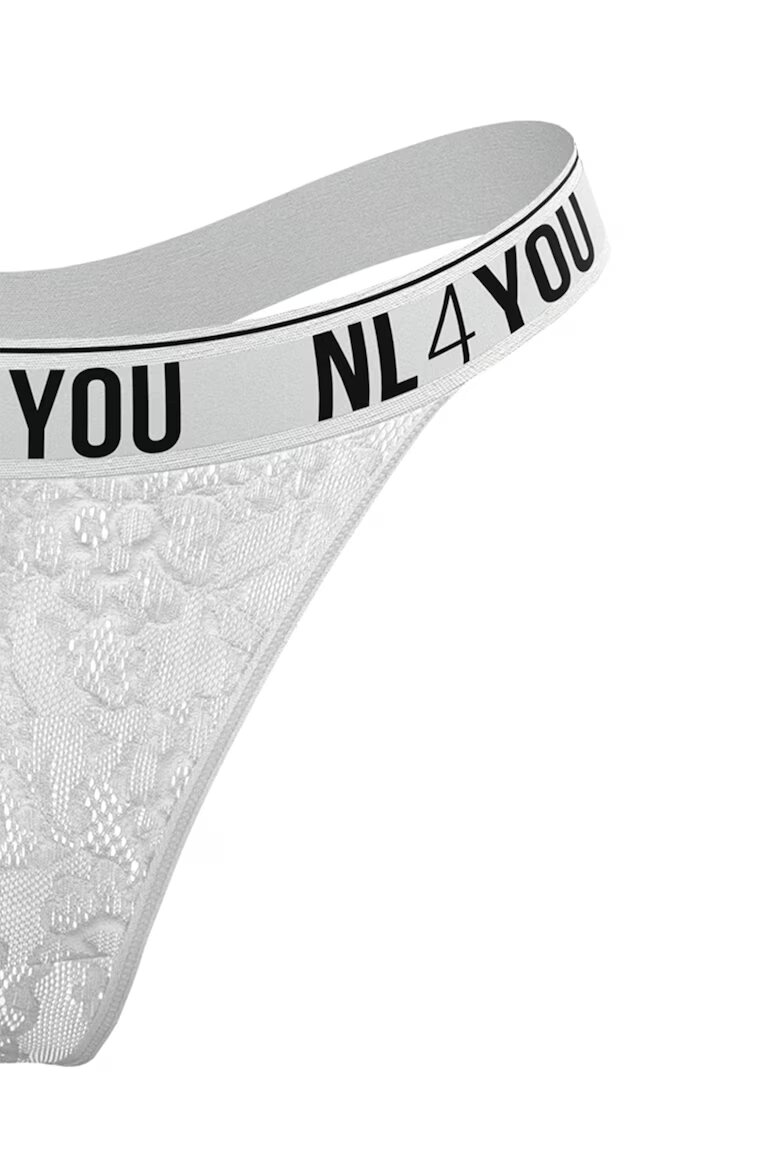 NL4YOU Танга с лого Бял/Черен