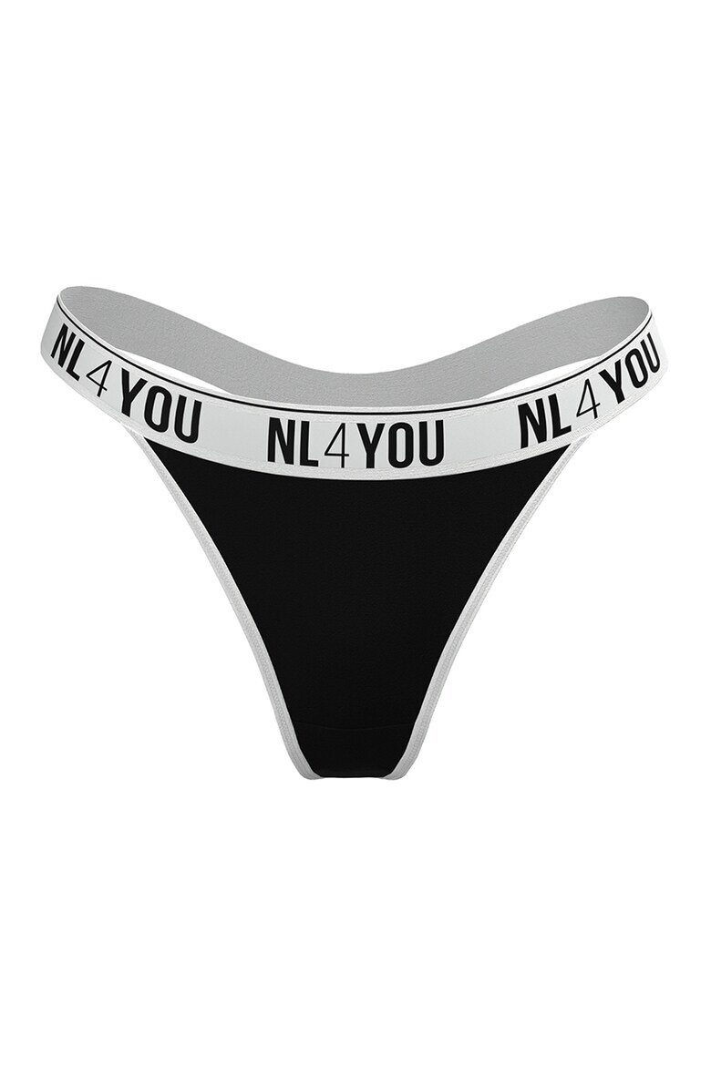 NL4YOU Танга с лого Бял/Черен