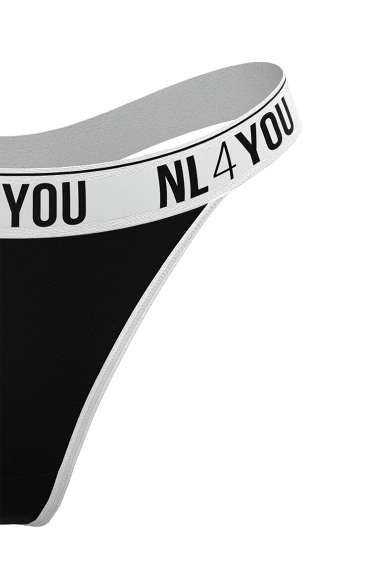 NL4YOU Танга с лого Бял/Черен