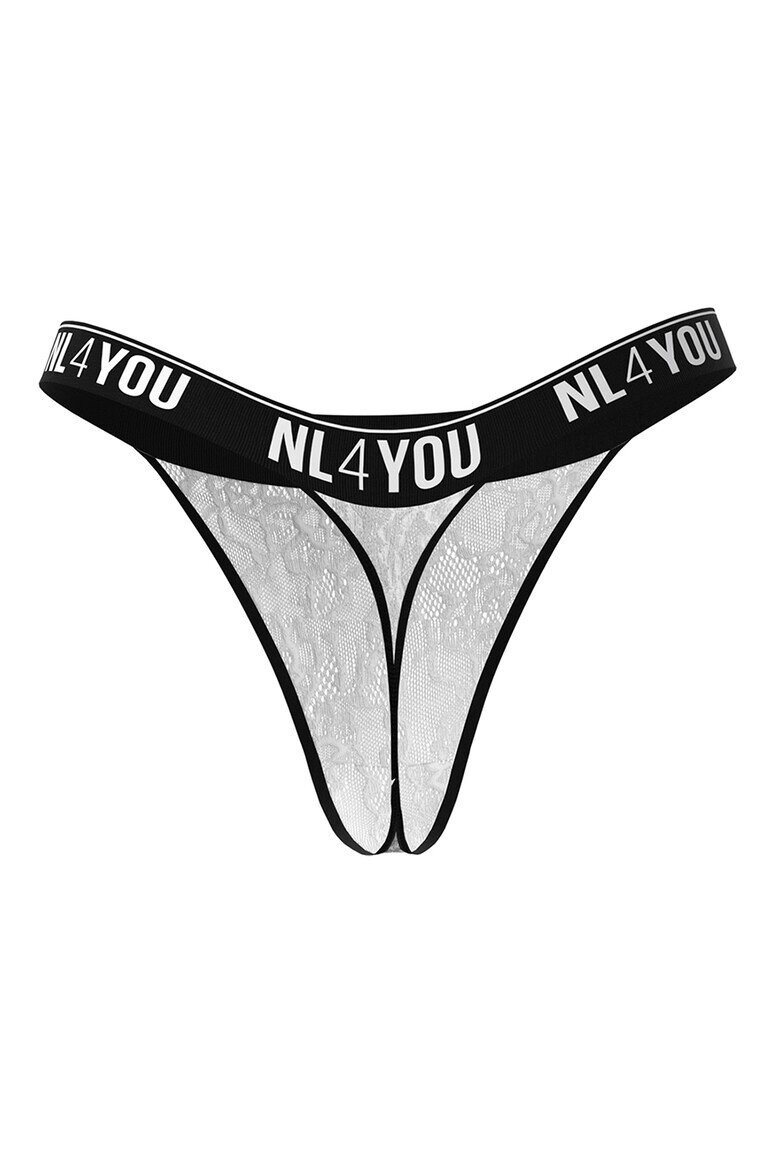 NL4YOU Танга с лого Бял/Черен