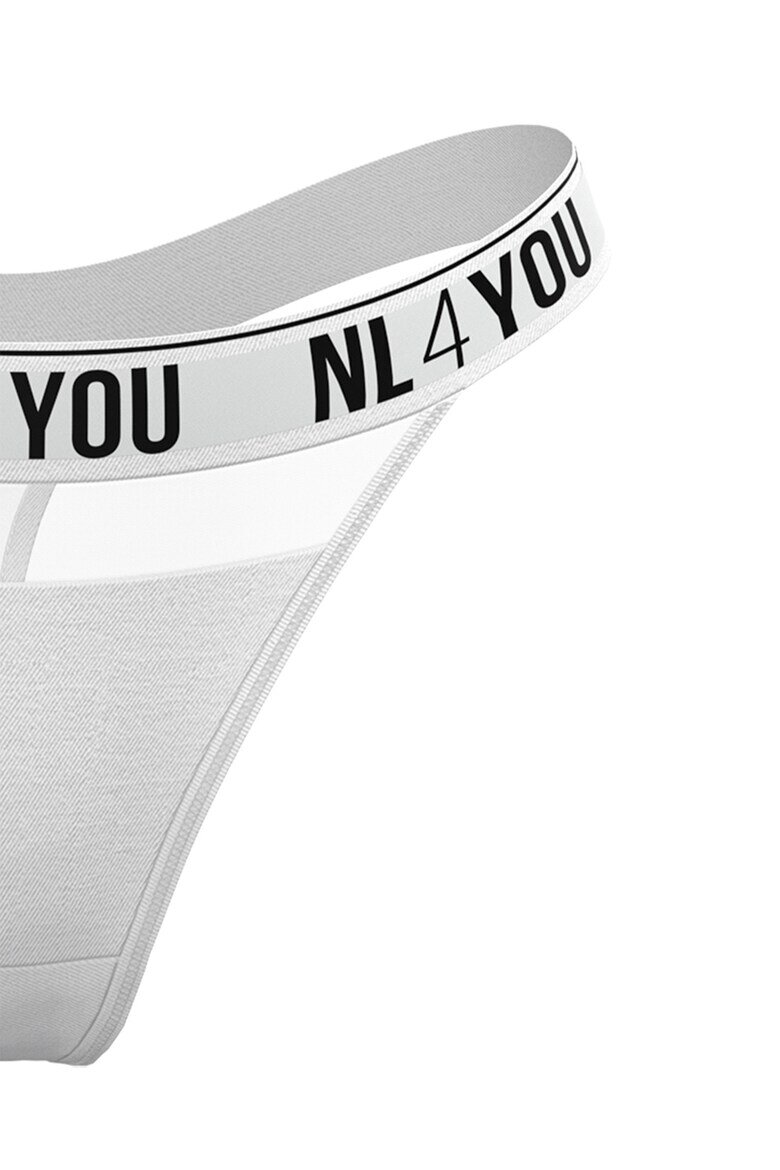 NL4YOU Танга с лого Бял/Черен