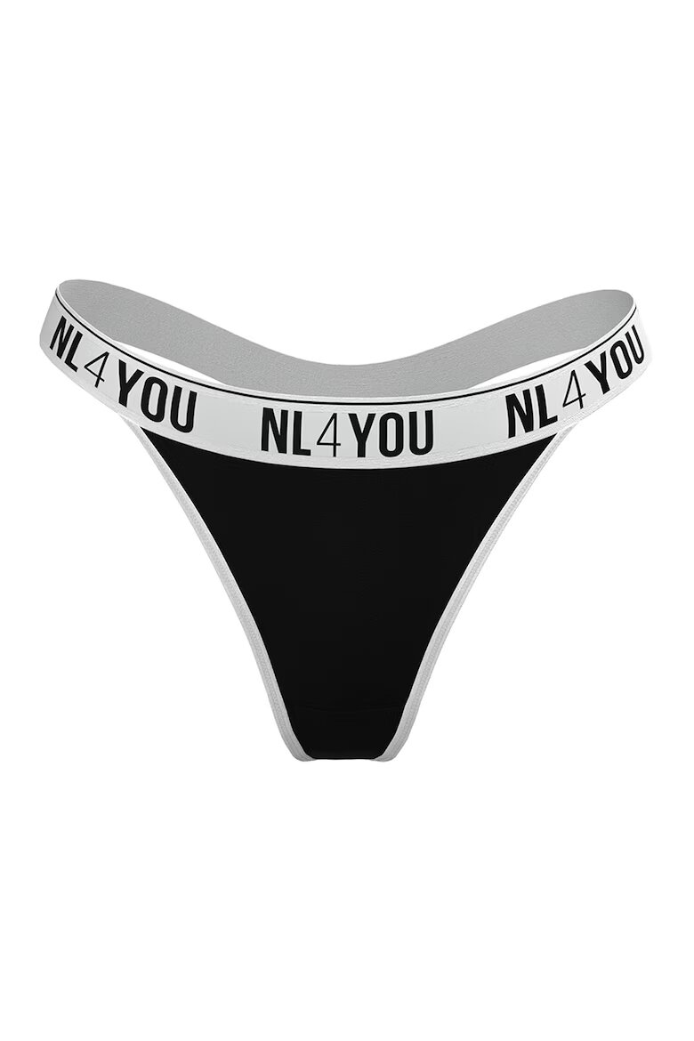 NL4YOU Танга с лого Бял/Черен