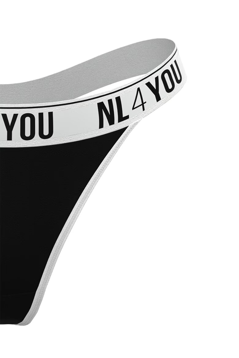 NL4YOU Танга с лого Бял/Черен