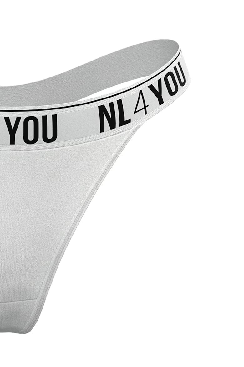 NL4YOU Танга с лого Черен/Бял