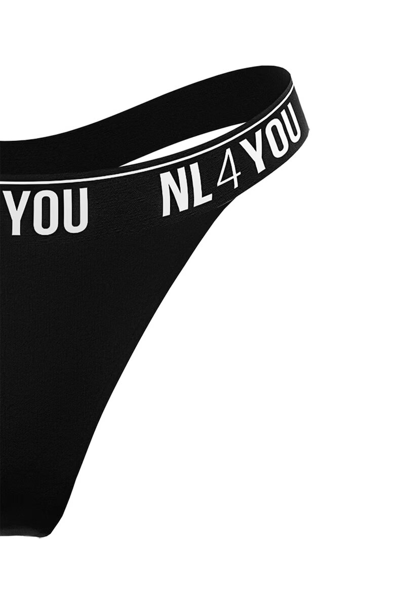 NL4YOU Танга с памук с лого Черен