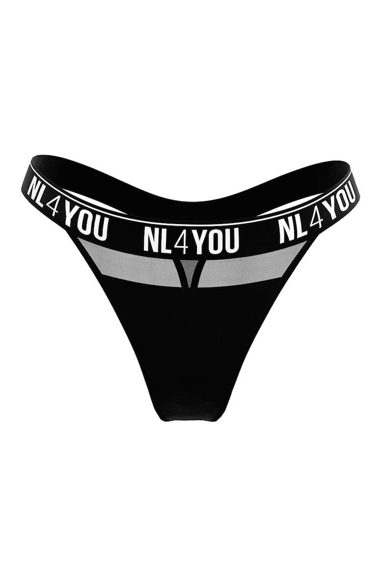 NL4YOU Танга с памук с лого Черен