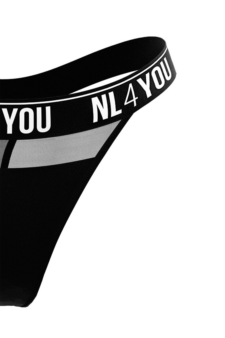 NL4YOU Танга с памук с лого Черен