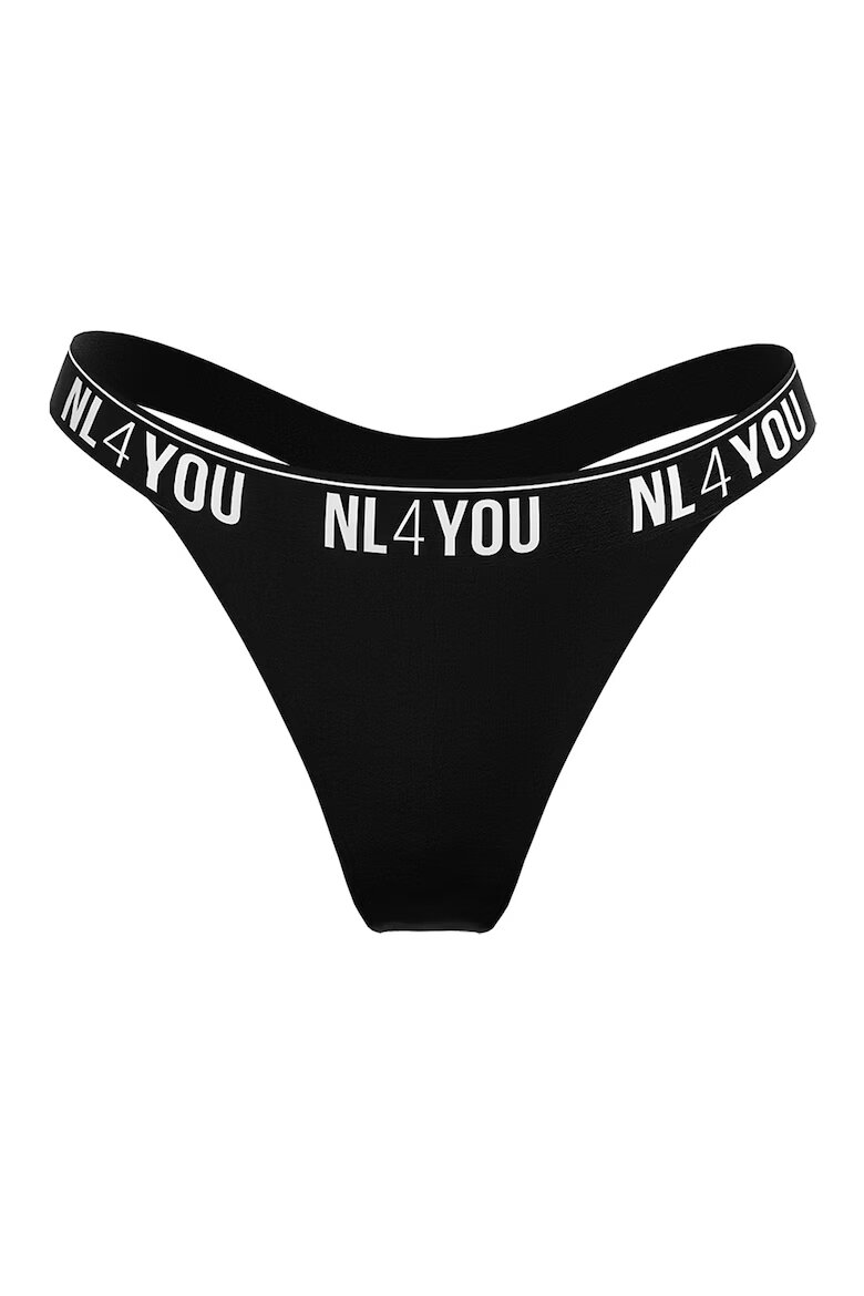 NL4YOU Танга с памук с лого Черен