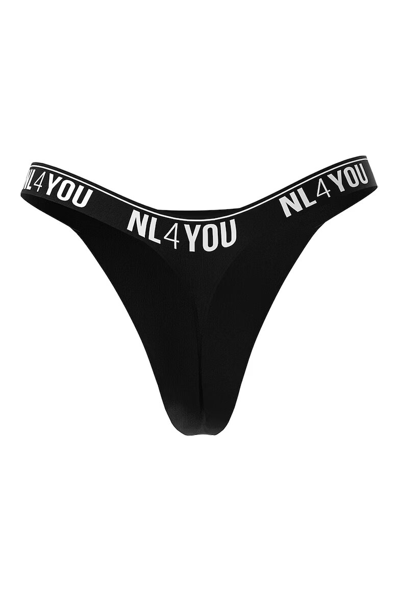NL4YOU Танга с памук с лого Черен