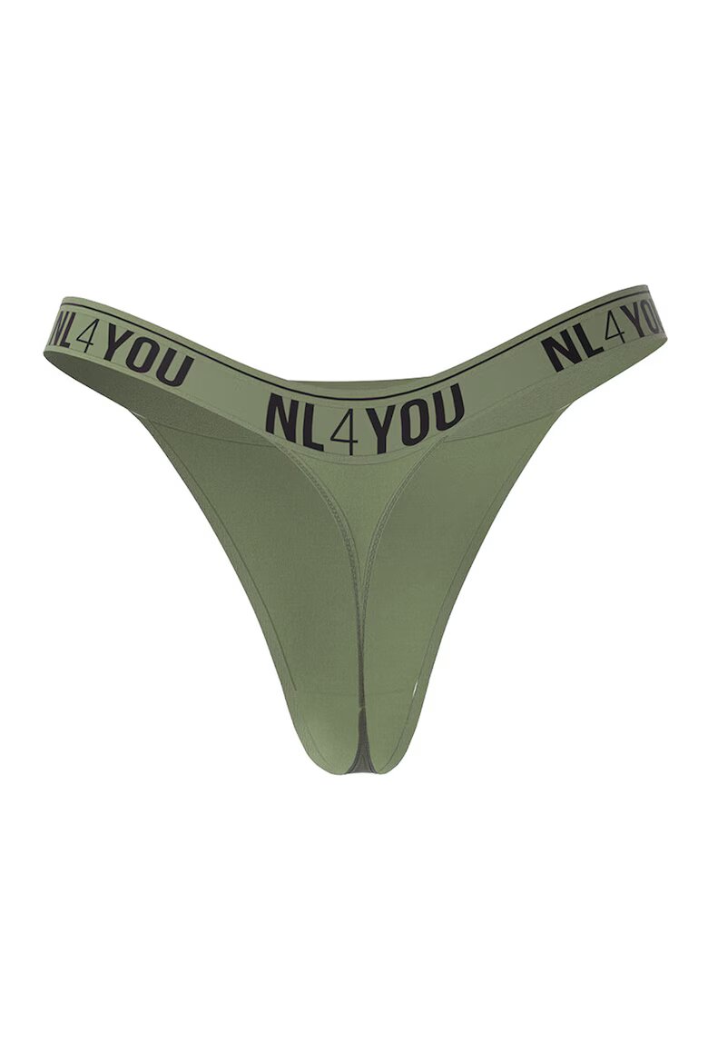 NL4YOU Танга с памук с лого Черен/Каки