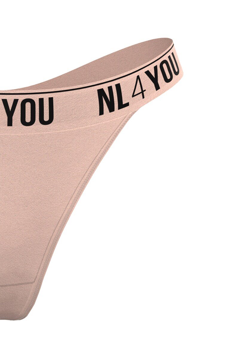 NL4YOU Танга с памук с лого Сиво-кафяв