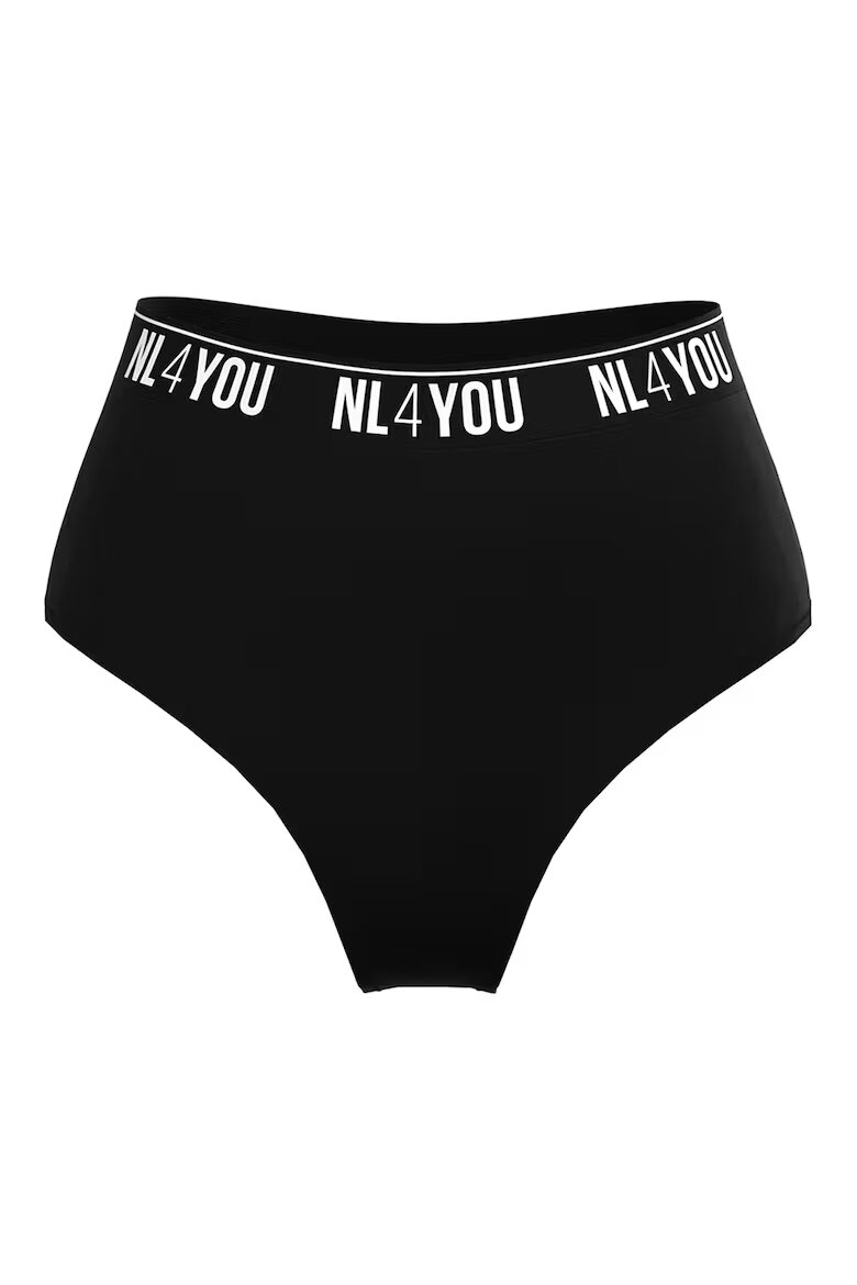 NL4YOU Танга с висока талия с лого Черен